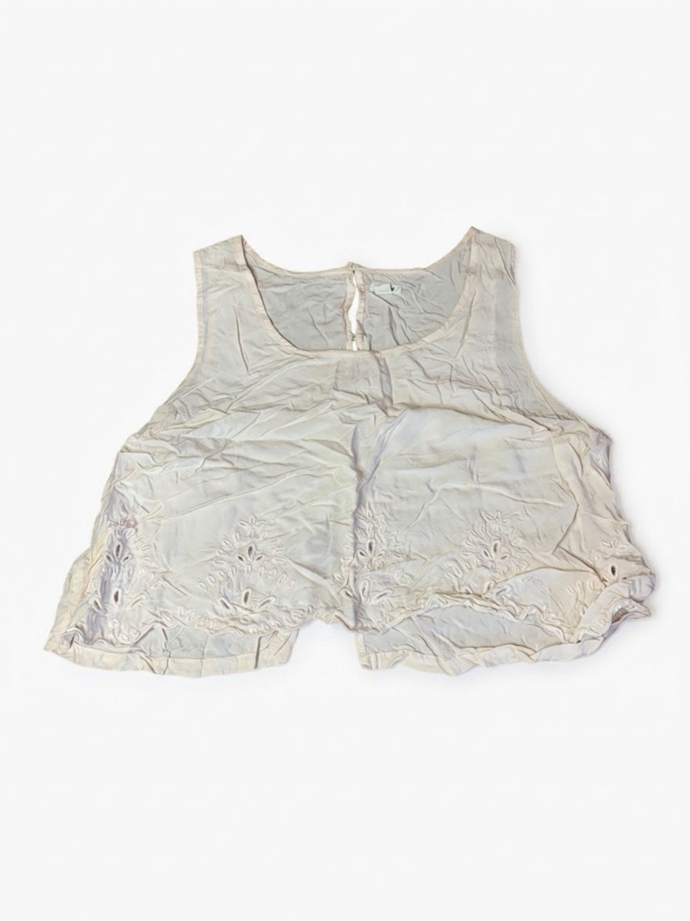 ⚡️GARAGE Cream Eyelet Cropped Tank Top Open Back Button Detail Large